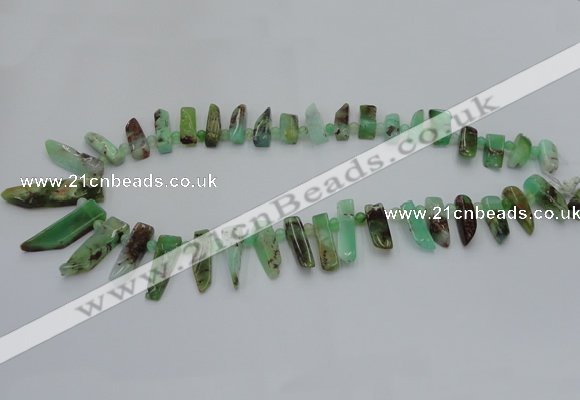 CTD1204 Top drilled 5*15mm - 8*35mm sticks Australia chrysoprase beads