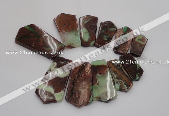 CTD1208 Top drilled 15*30mm - 25*50mm freeform Australia chrysoprase beads