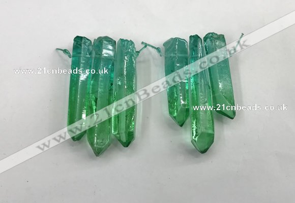 CTD1221 Top drilled 7*30mm - 9*45mm sticks plated quartz beads