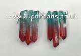 CTD1222 Top drilled 7*30mm - 9*45mm sticks plated quartz beads