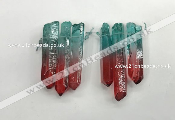 CTD1222 Top drilled 7*30mm - 9*45mm sticks plated quartz beads