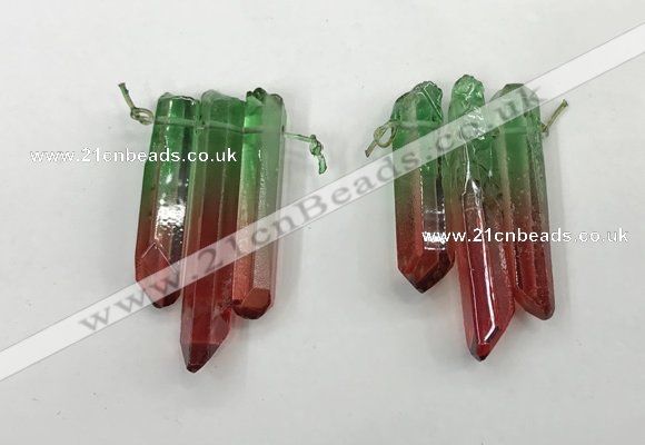 CTD1223 Top drilled 7*30mm - 9*45mm sticks plated quartz beads