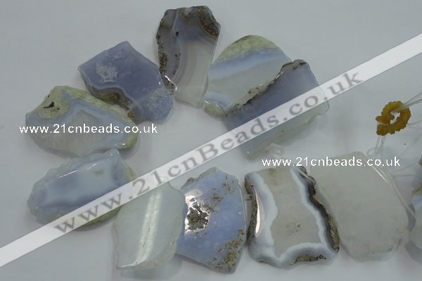 CTD1515 Top drilled 30*45mm - 35*60mm freeform blue lace agate slab beads