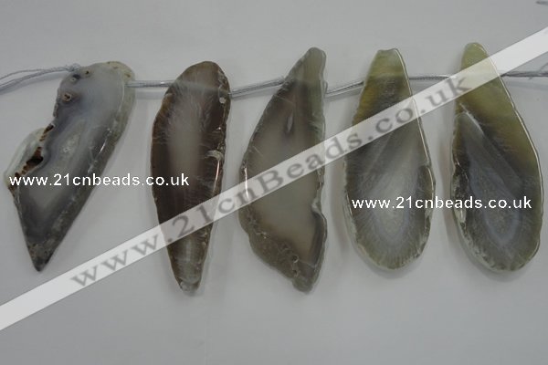 CTD1537 Top drilled 30*65mm - 35*75mm freeform agate slab beads