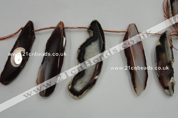 CTD1538 Top drilled 20*65mm - 30*75mm freeform agate slab beads