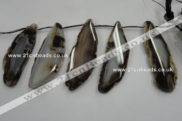 CTD1539 Top drilled 30*70mm - 35*80mm freeform agate slab beads