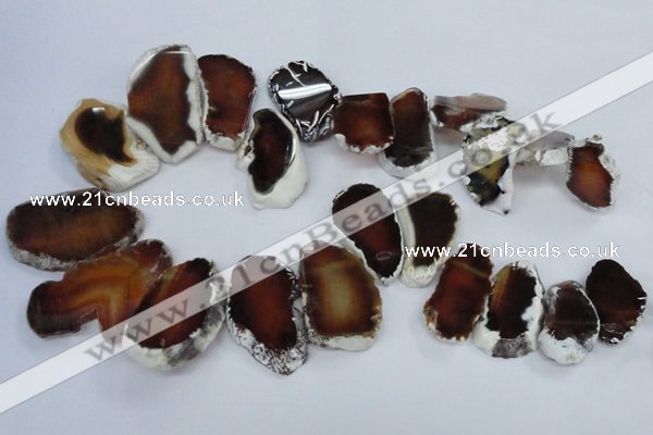 CTD1552 Top drilled 20*25mm - 35*45mm freeform agate slab beads
