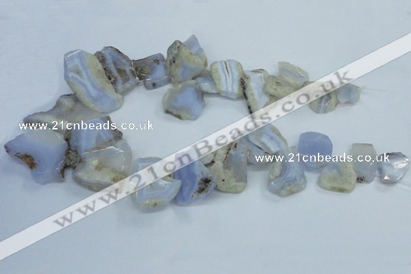 CTD1555 Top drilled 18*25mm - 30*45mm freeform blue lace agate slab beads