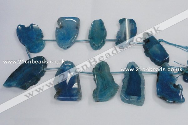 CTD1569 Top drilled 20*40mm - 30*65mm freeform agate slab beads