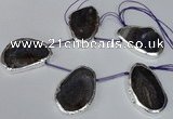 CTD1575 30*45mm - 35*50mm freeform agate beads with brass setting