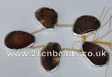 CTD1576 30*45mm - 35*50mm freeform agate beads with brass setting