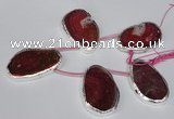 CTD1577 30*45mm - 35*50mm freeform agate beads with brass setting