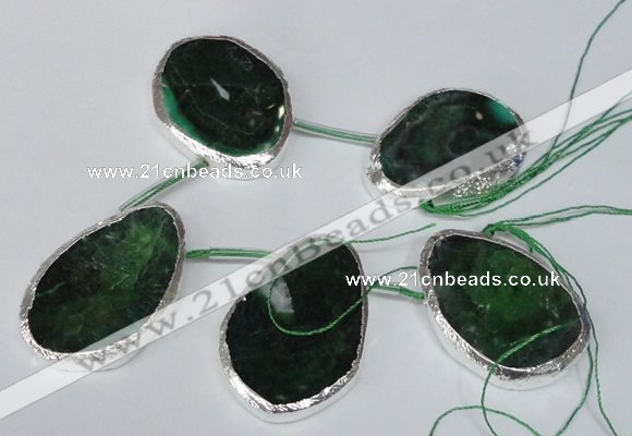 CTD1578 30*45mm - 35*50mm freeform agate beads with brass setting