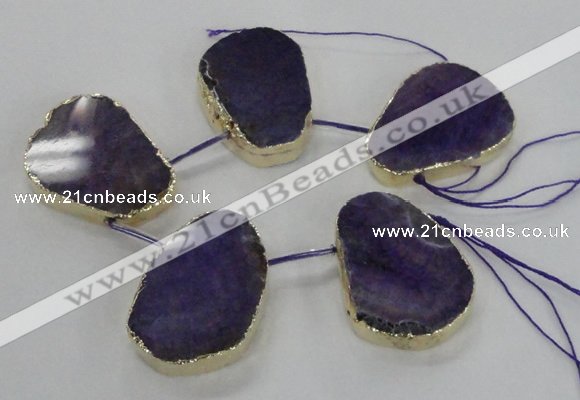 CTD1601 Top drilled 35*40mm - 35*45mm freeform agate beads