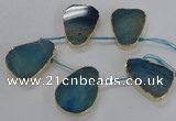 CTD1602 Top drilled 35*40mm - 35*45mm freeform agate beads