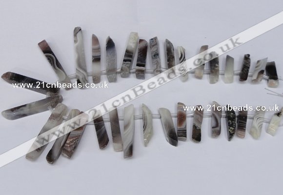 CTD1606 Top drilled 6*25mm - 8*50mm sticks botswana agate beads