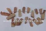 CTD1609 Top drilled 13*25mm - 15*45mm freeform plated druzy quartz beads