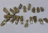 CTD1612 Top drilled 13*25mm - 15*45mm freeform plated druzy quartz beads