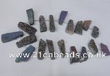 CTD1614 Top drilled 13*25mm - 15*45mm freeform plated druzy quartz beads