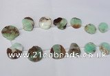 CTD1616 Top drilled 18*25mm - 30*35mm freeform Australia chrysoprase beads