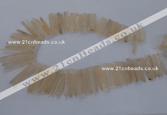 CTD1621 Top drilled 5*25mm - 6*45mm sticks white crystal beads