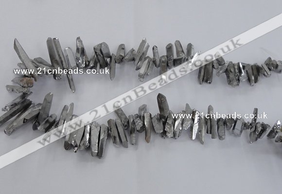 CTD1623 Top drilled 4*15mm - 6*35mm sticks plated quartz beads