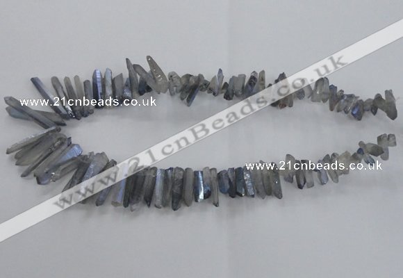 CTD1625 Top drilled 4*15mm - 6*35mm sticks plated quartz beads