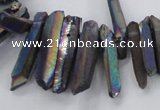 CTD1626 Top drilled 4*15mm - 6*35mm sticks plated quartz beads