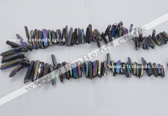 CTD1626 Top drilled 4*15mm - 6*35mm sticks plated quartz beads