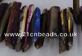 CTD1627 Top drilled 4*15mm - 6*35mm sticks plated quartz beads