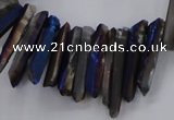 CTD1628 Top drilled 4*15mm - 6*35mm sticks plated quartz beads