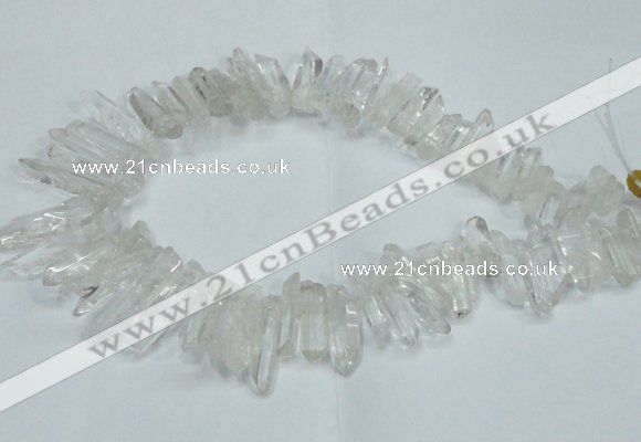 CTD1638 Top drilled 5*25mm - 7*45mm sticks white crystal beads