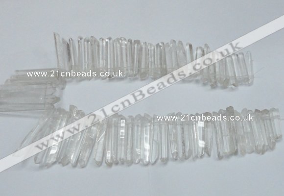 CTD1639 Top drilled 5*30mm - 7*60mm sticks white crystal beads