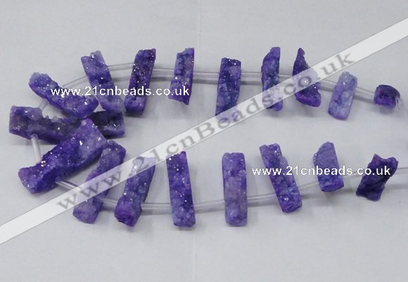 CTD1650 Top drilled 10*20mm - 15*40mm freeform druzy agate beads