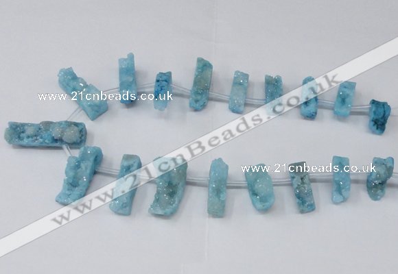 CTD1653 Top drilled 10*20mm - 15*40mm freeform druzy agate beads