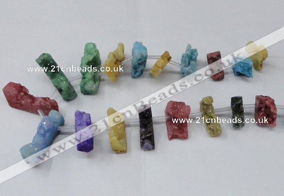 CTD1655 Top drilled 10*20mm - 15*40mm freeform druzy agate beads
