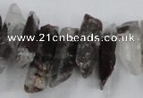 CTD1658 Top drilled 6*15mm - 8*35mm sticks green phantom quartz beads