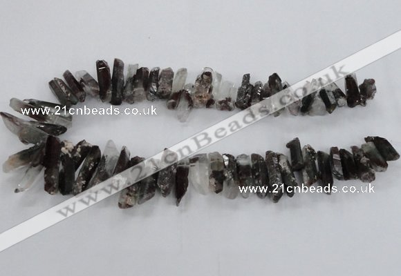 CTD1658 Top drilled 6*15mm - 8*35mm sticks green phantom quartz beads