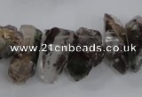 CTD1659 Top drilled 6*12mm - 15*25mm sticks green phantom quartz beads