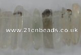 CTD1661 Top drilled 6*18mm - 8*35mm sticks green phantom quartz beads