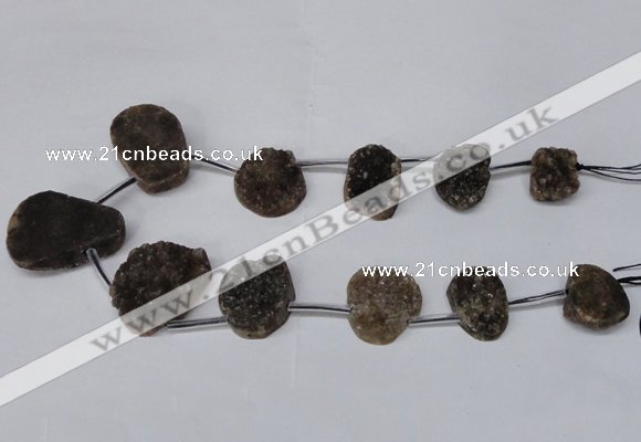 CTD1673 Top drilled 18*25mm - 25*35mm freeform druzy agate beads