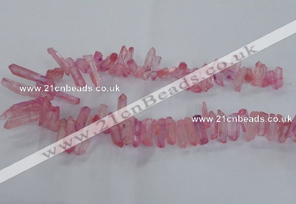 CTD1693 Top drilled 5*15mm - 7*35mm sticks dyed white crystal beads