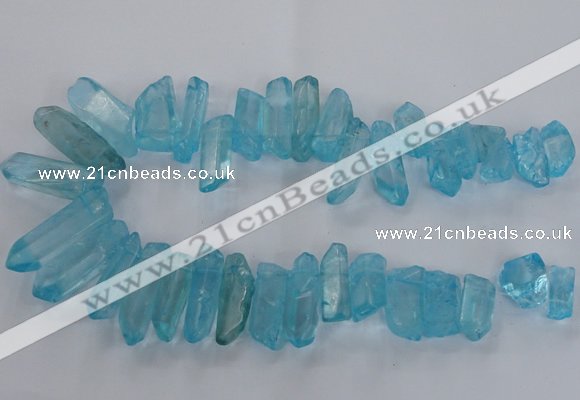 CTD1706 Top drilled 10*15mm - 15*35mm sticks dyed white crystal beads