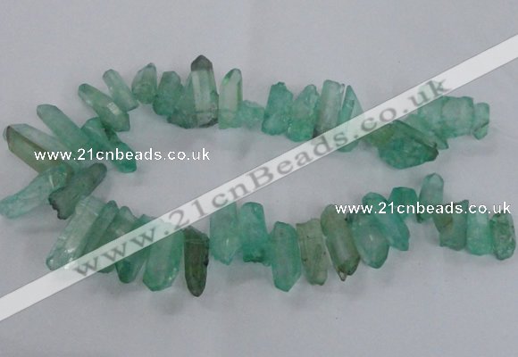 CTD1707 Top drilled 10*15mm - 15*35mm sticks dyed white crystal beads