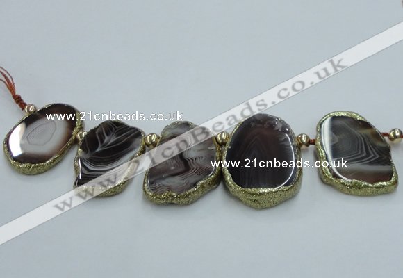 CTD1725 Top drilled 25*35mm - 25*45mm freeform Botswana agate slab beads