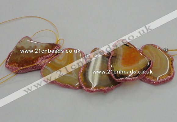 CTD1739 Top drilled 25*35mm - 35*50mm freeform agate slab beads