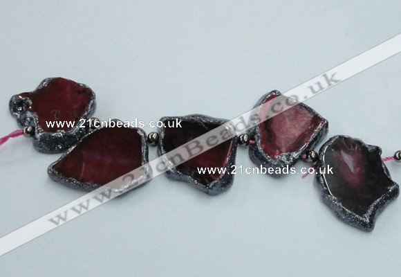 CTD1741 Top drilled 25*35mm - 35*50mm freeform agate slab beads