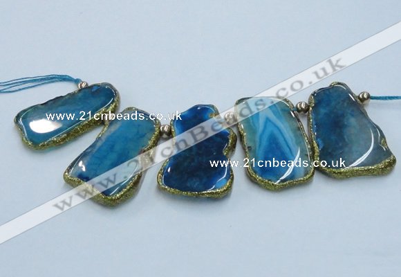 CTD1765 Top drilled 20*40mm - 35*55mm freeform agate slab beads