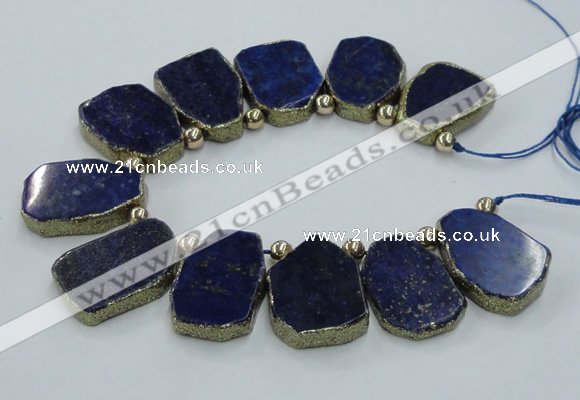 CTD1771 Top drilled 18*28mm - 22*35mm freeform lapis lazuli slab beads