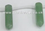 CTD1802 Top drilled 10*30mm - 10*32mm sticks green aventurine beads